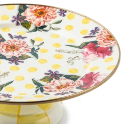 MacKenzie-Childs Serveware<Wildflowers Yellow Small Pedestal Platter