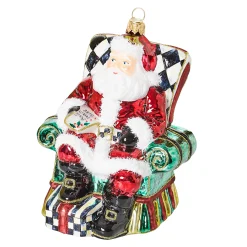 MacKenzie-Childs Holiday<Wish List Santa Glass Ornament